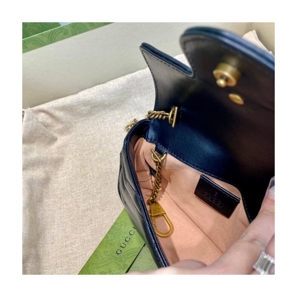 Gucci GG Marmont Matelasse Chevron Leather Super Mini Bag Black view 12