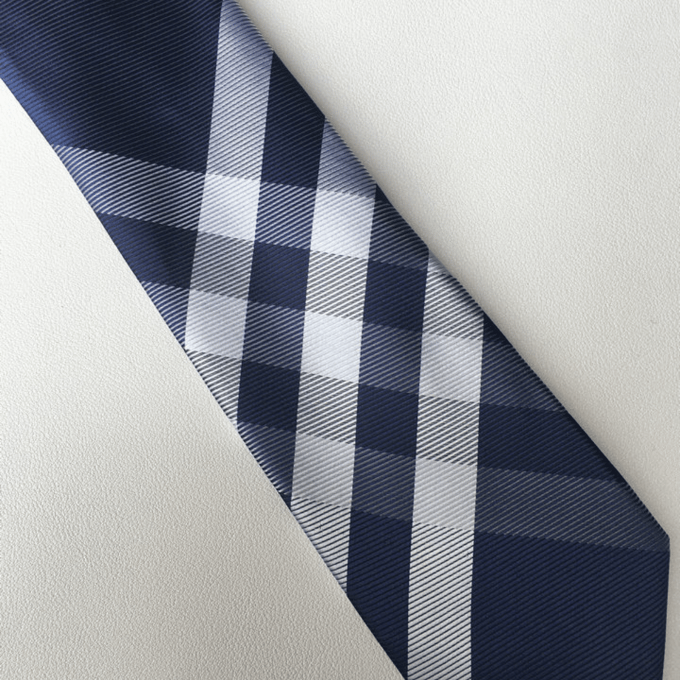 Burberry Navy Nova Check Silk Tie For Men view 5