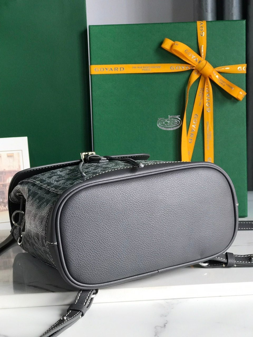 Goyard Alpin Mini Backpack 21 Cm Gray Lambskin And Goyardine Canvas view 6