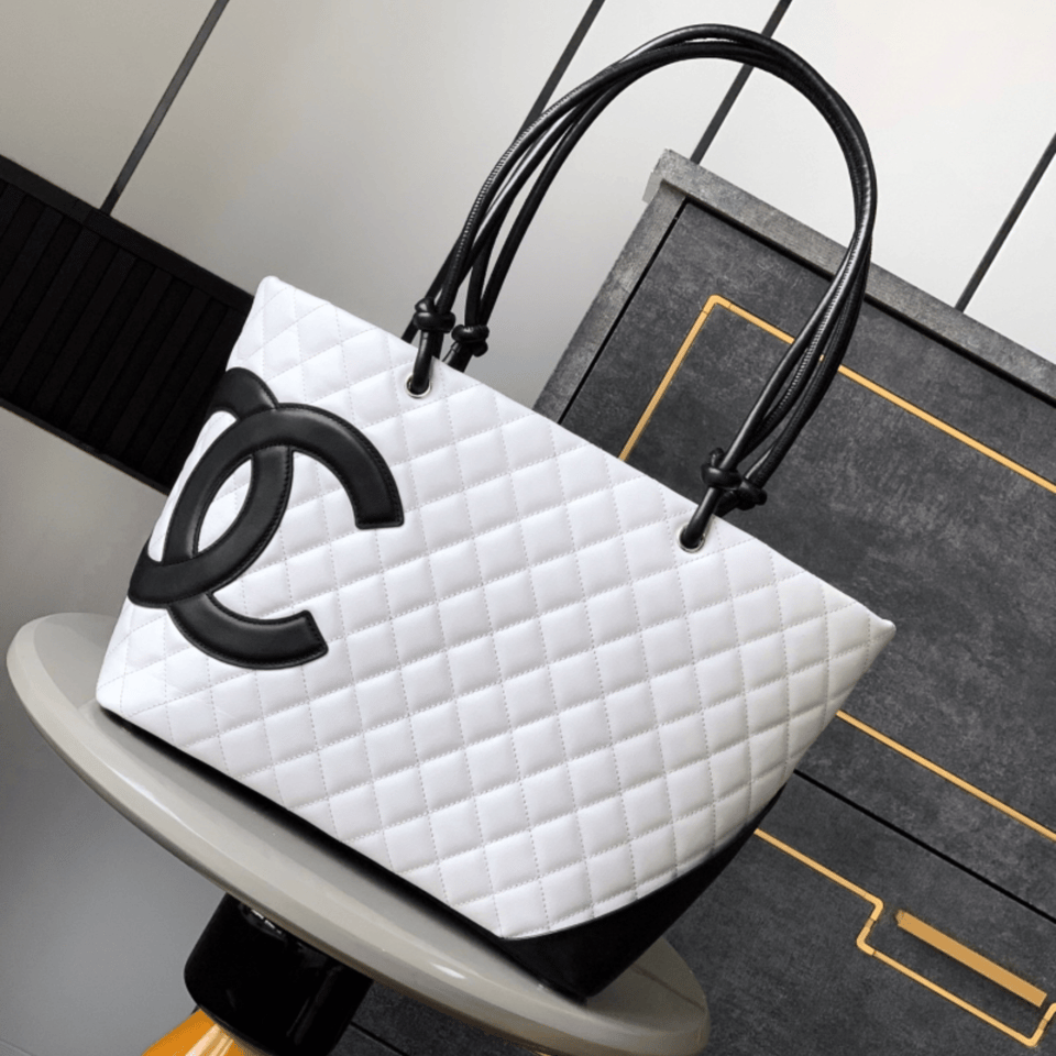 Chanel Calfskin Quilted Large Cambon Tote Black White 41Cm/16in view 6