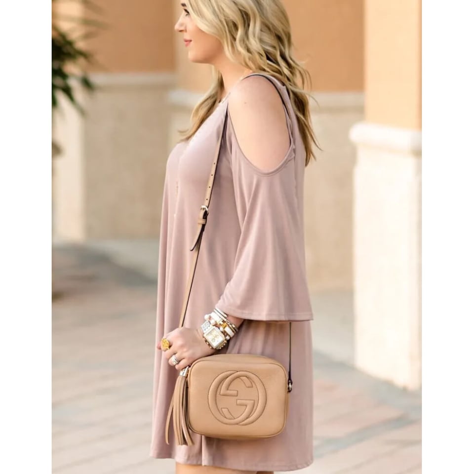 Gucci Soho Small Leather Disco Bag Apricot view 3