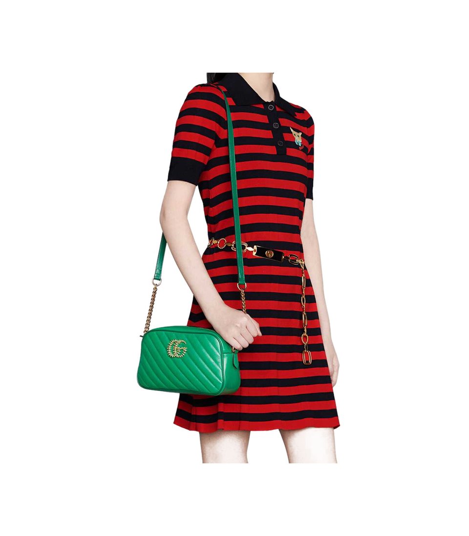Gucci GG Marmont Small Shoulder Bag Green and Emerald Leather view 3