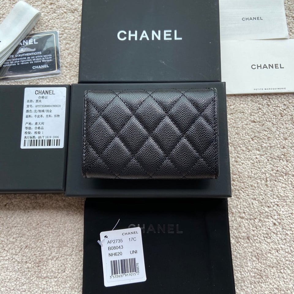 Chanel Small Wallet 11Cm Black Caviar Light Gold Leather Hardware view 4
