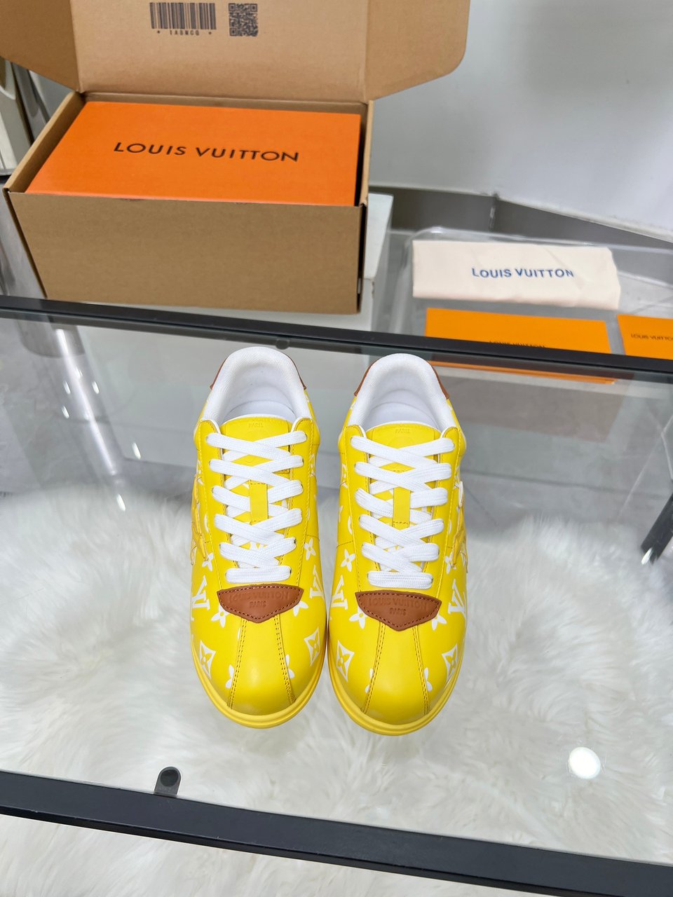 Louis Vuitton LV Trainer Sneaker Yellow Monogram – Leather – Women’s Shoes view 3