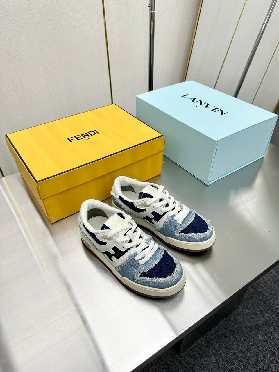 Fendi Match Suede Low Tops Denim Blue 7E1495Amf1F1Jid view 5