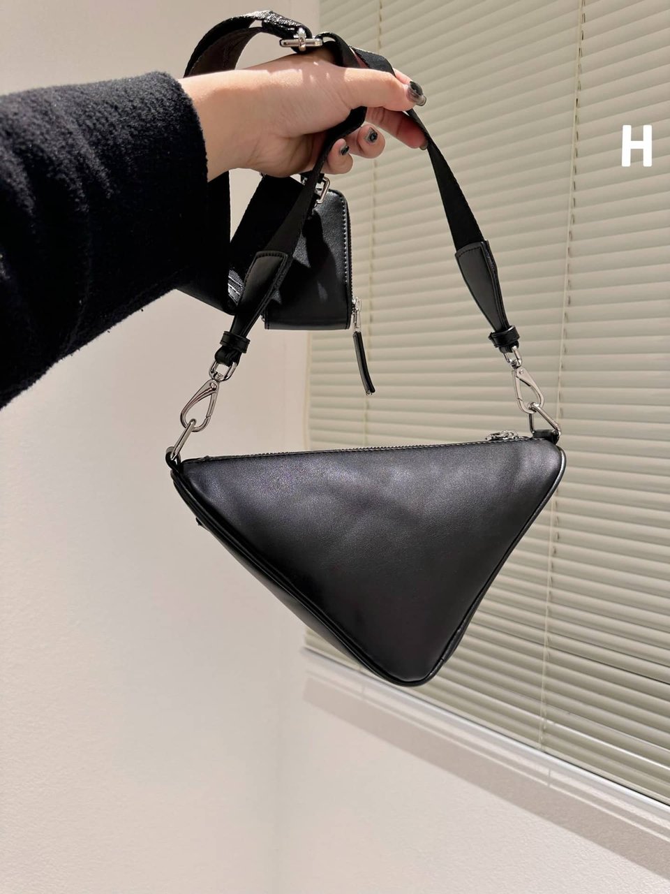 Prada Triangle Leather Mini Bag Black 27Cm view 4