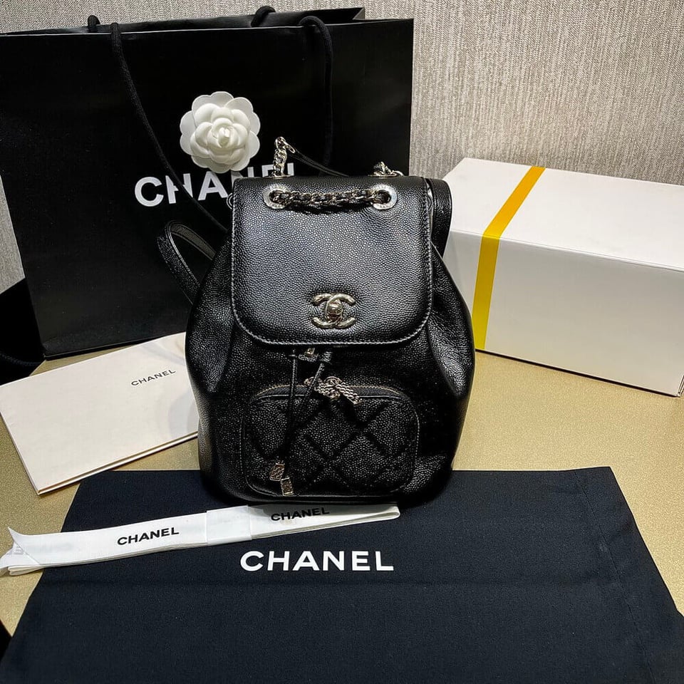 Chanel Business Affinity Mini Backpack in Black Caviar 25.4cm view 8