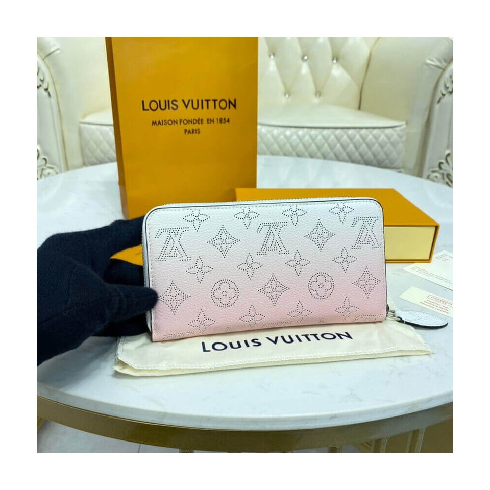 Louis Vuitton Zippy Wallet in Pink Gradient Mahina Perforated Leather view 4