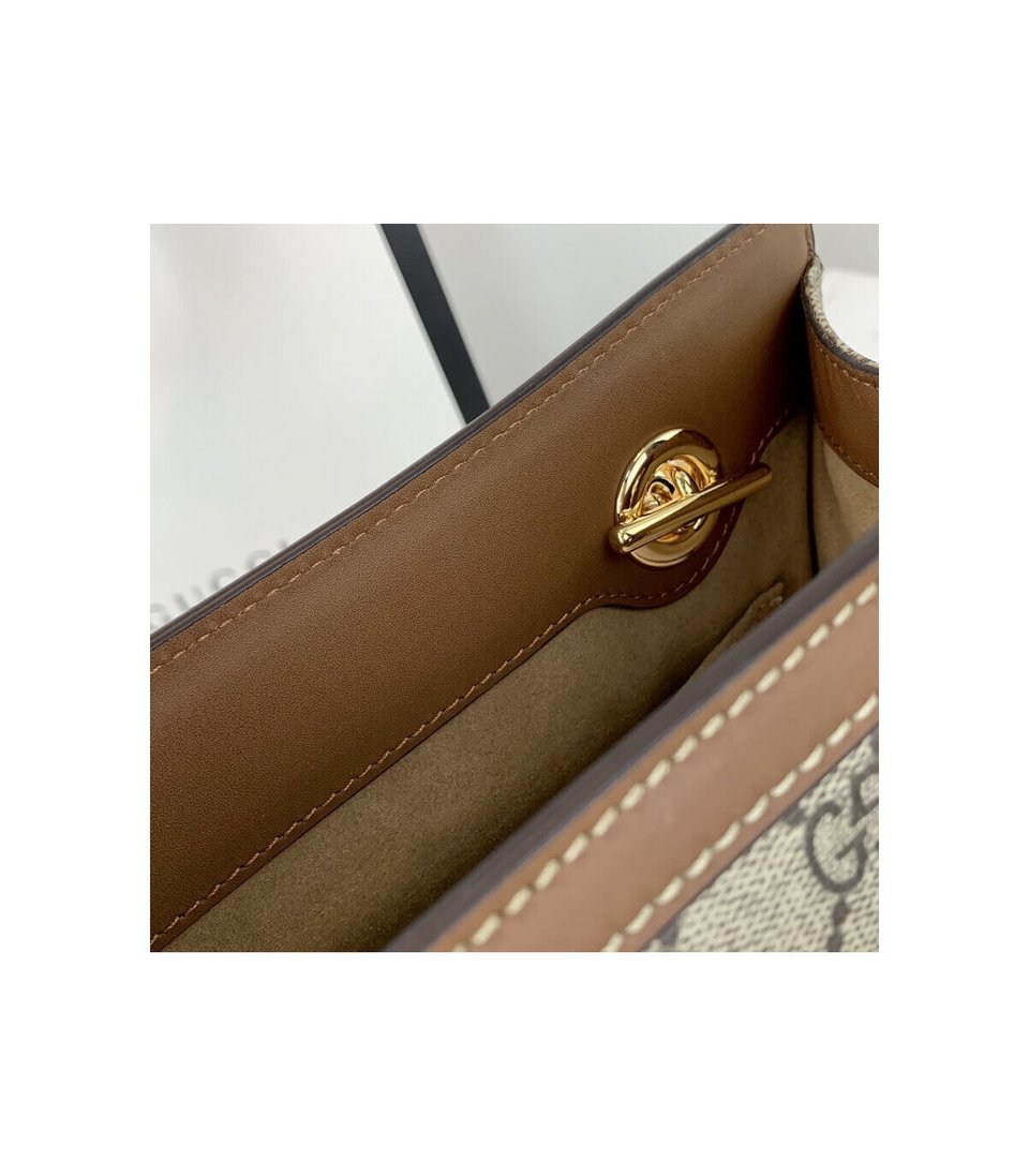 Gucci GG Supreme Padlock Small Shoulder Bag Brown 26cm view 10