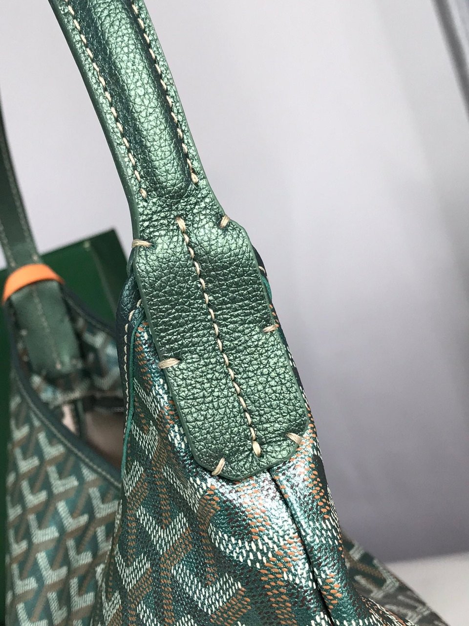 Goyard Bohème Hobo Bag 42Cm Green Canvas Chevroches Calfskin view 5