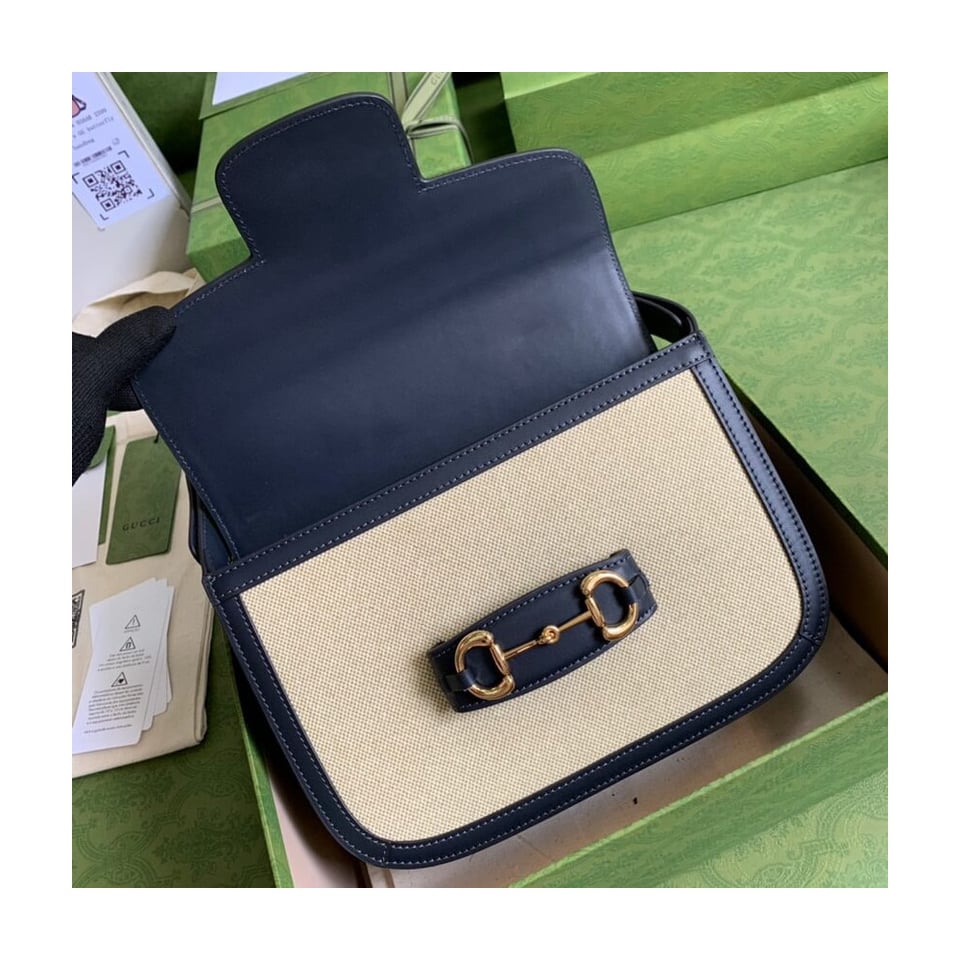 Gucci Horsebit 1955 Small Bag in Beige Canvas view 10