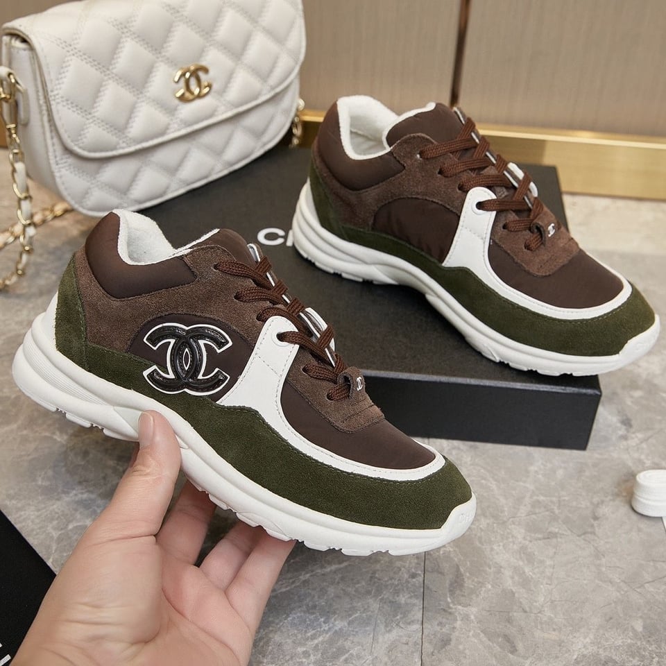 Chanel Cc Suede Brown Green view 7