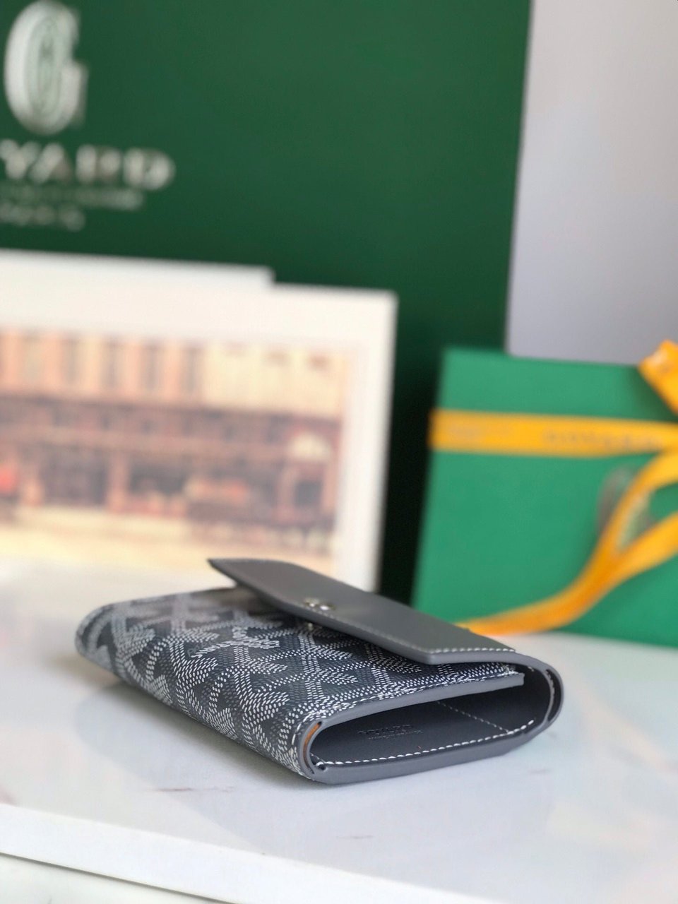 Goyard Saint-Gabriel Wallet 12 Cm Gray Calfskin And Goyardine Canvas view 7