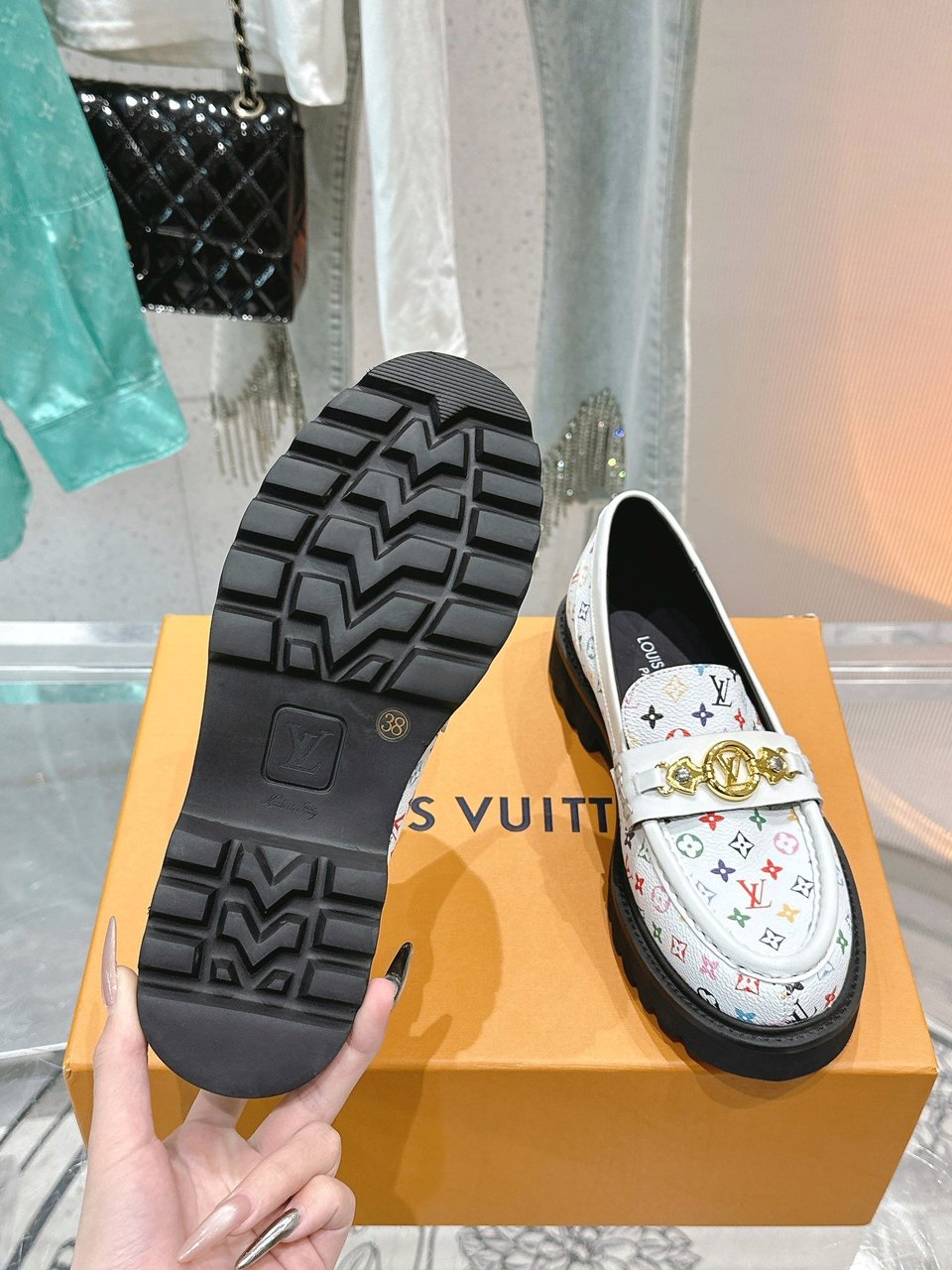 Louis Vuitton LV Monogram Multicolor White Loafers – Women’s Shoes view 4