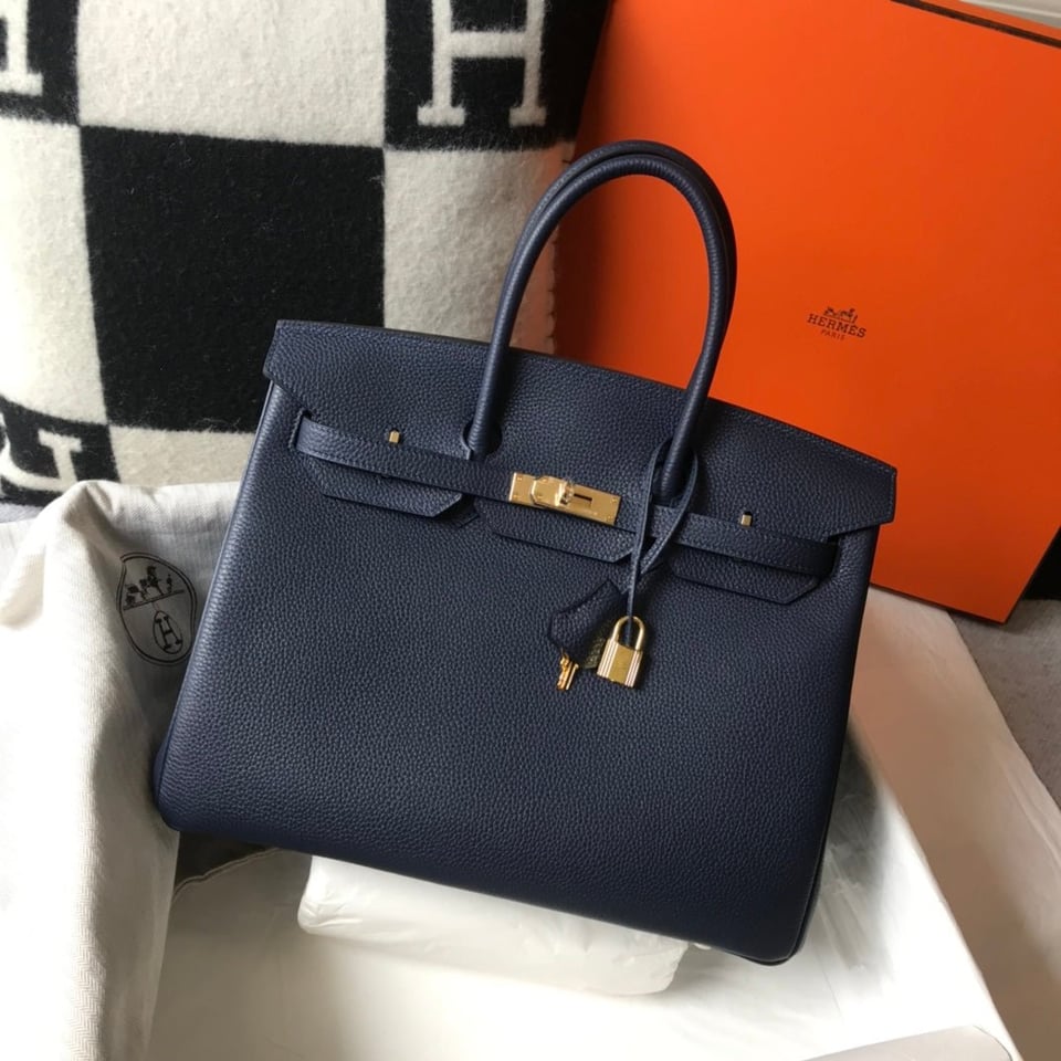 Hermes Birkin 35Cm Navy Togo Leather Gold Hardware view 2