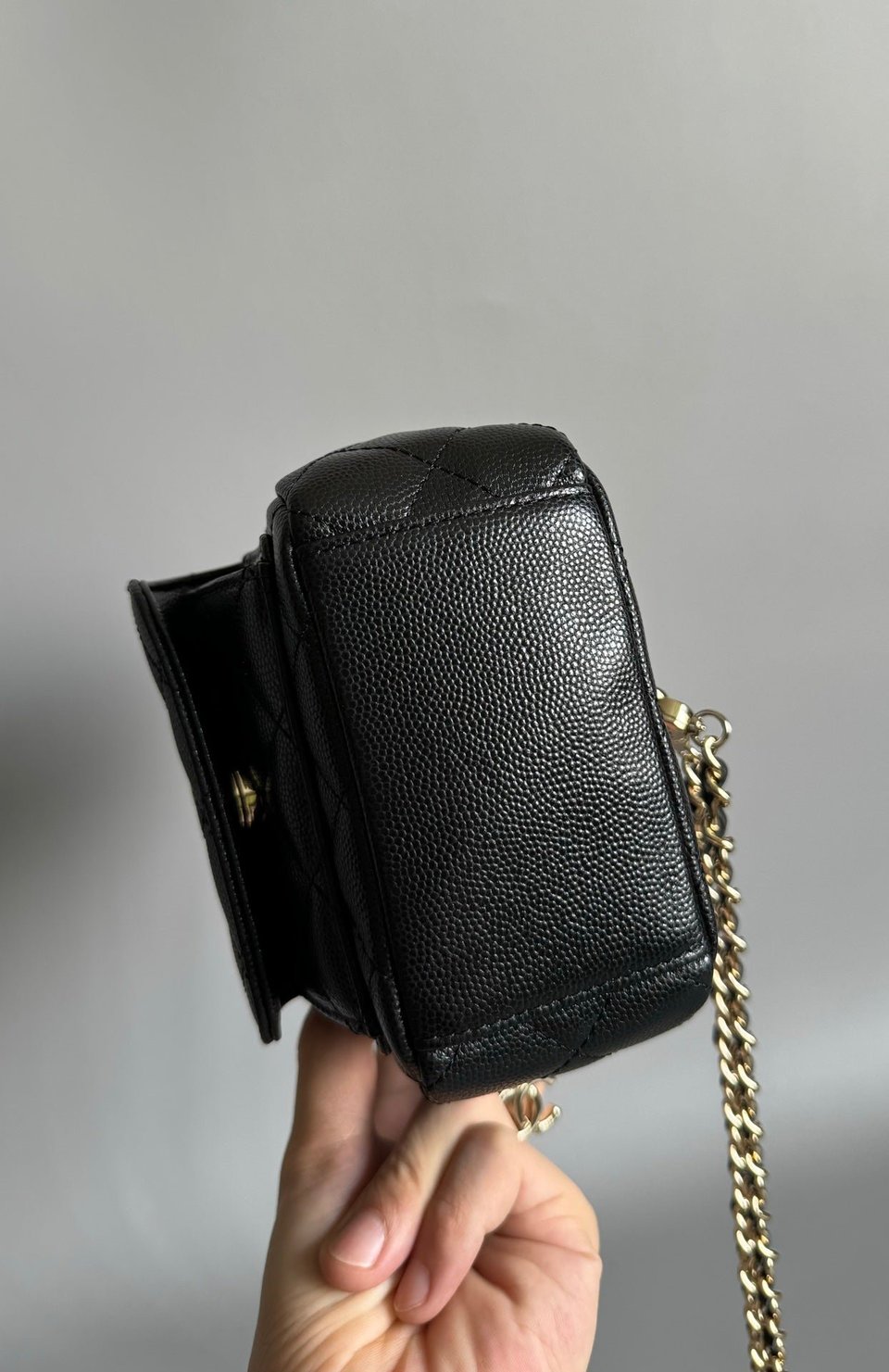 Chanel Mini 18 Backpack Black Caviar Light Gold Hardware view 8