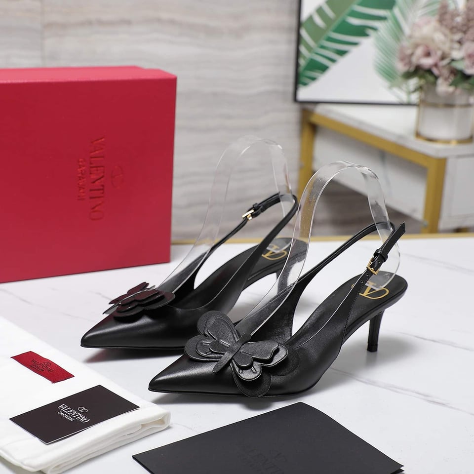 Valentino Garavani Papier Phalène Slingback Pumps Black view 5