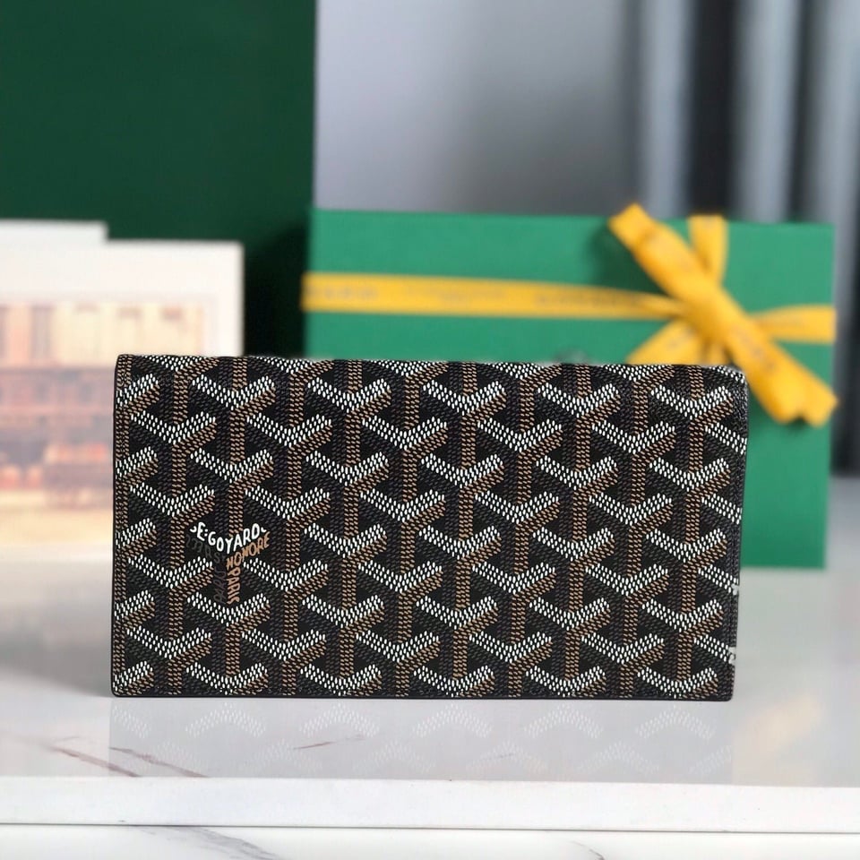 Goyard Richelieu Wallet 19 Cm Black Goyardine Canvas view 2
