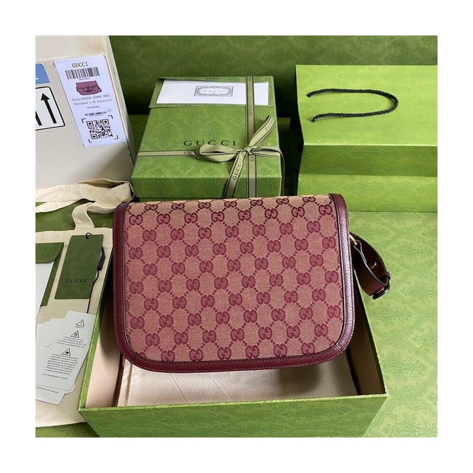Gucci Horsebit 1955 Small Bag in Burgundy GG Canvas view 7
