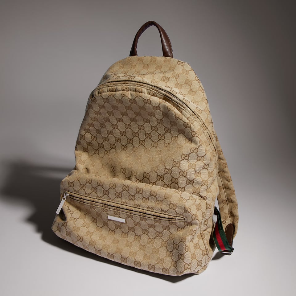 Gucci Large Gucci Tag Backpack 875226 Sand And Dark Brown 34cm/13.4in view 3