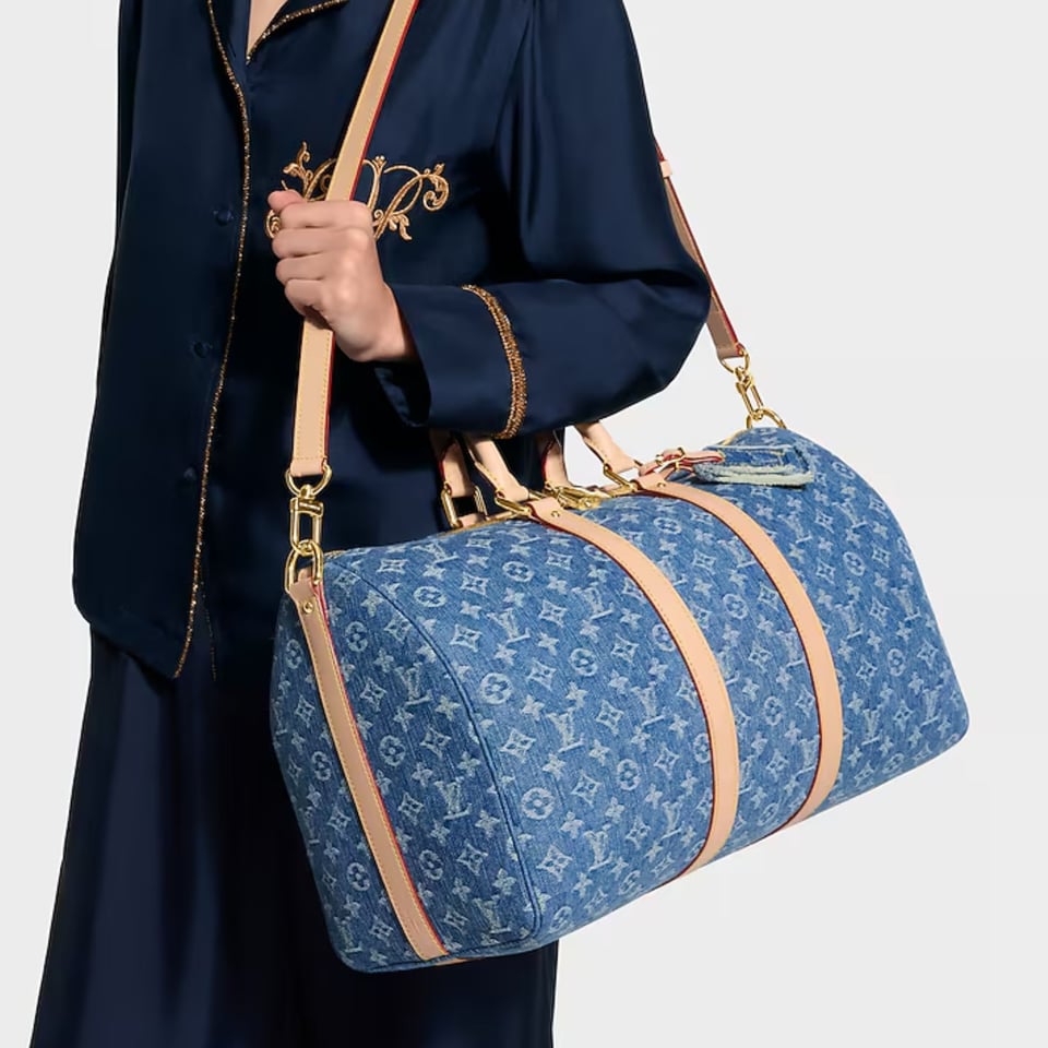Louis Vuitton Keepall 45 Bag Blue Denim Fabric M27943 view 11