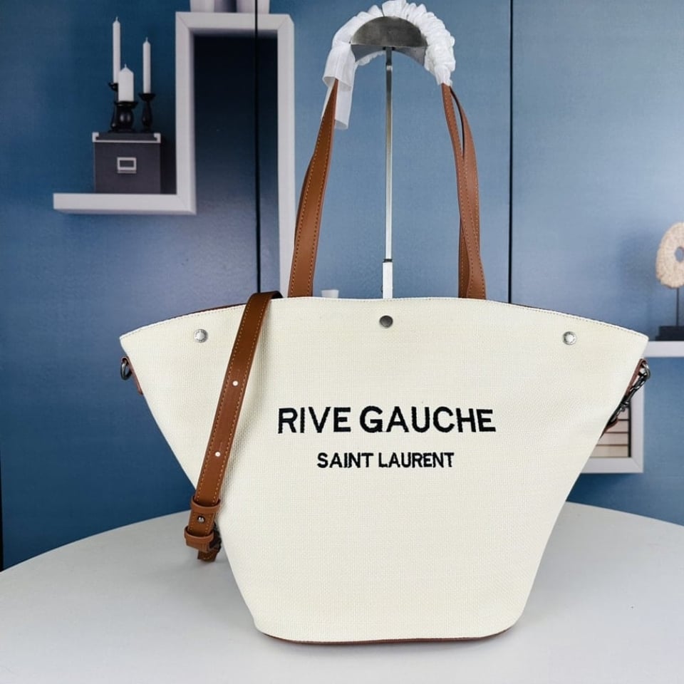Saint Laurent Rive Gauche Shopping In Canvas White 50Cm view 3