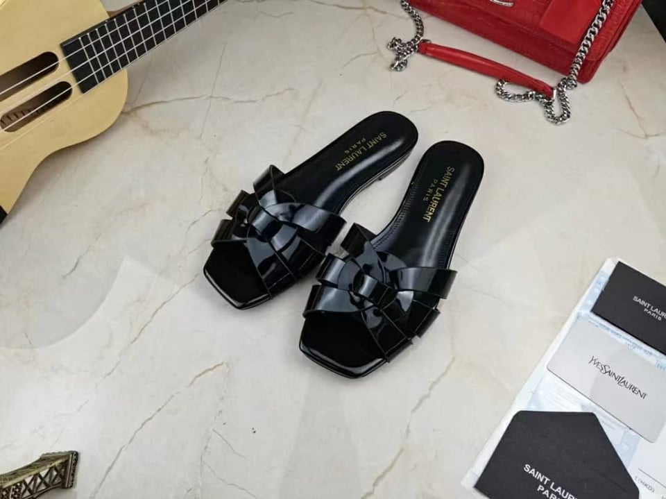 Saint Laurent Tribute Mules In Patent Leather Black 571952B8I001000 view 3