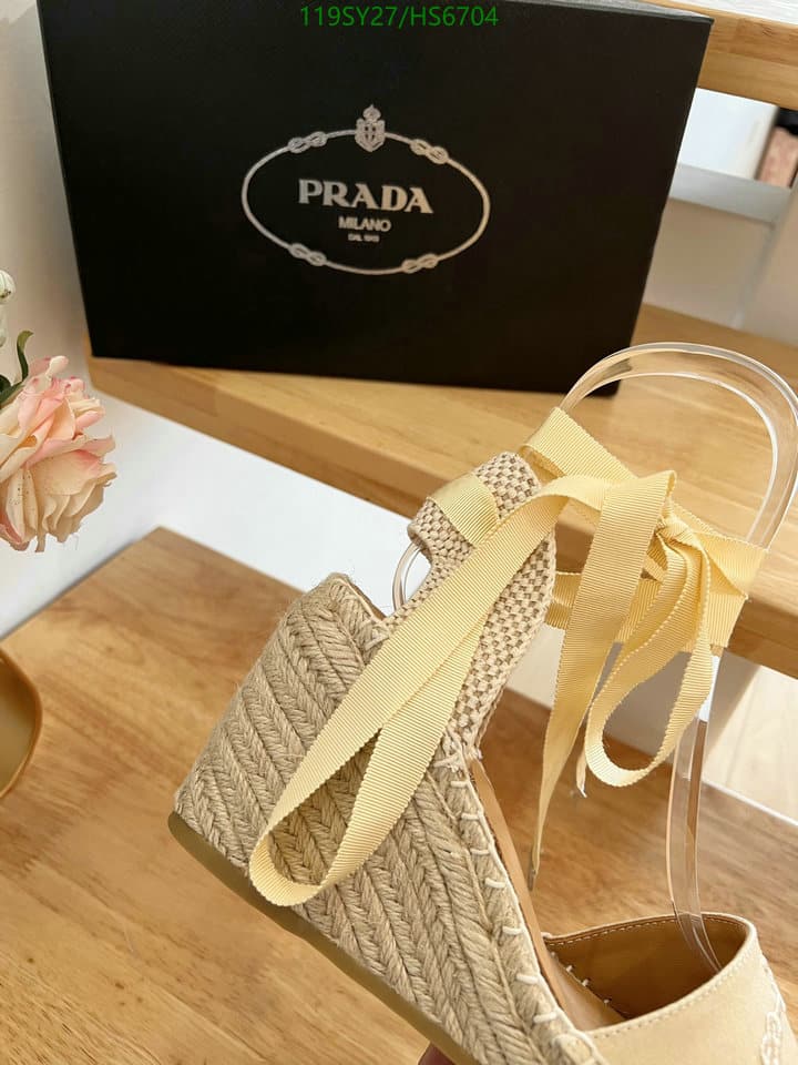 Prada Linen Espadrille Wedge Sandals Beige view 4