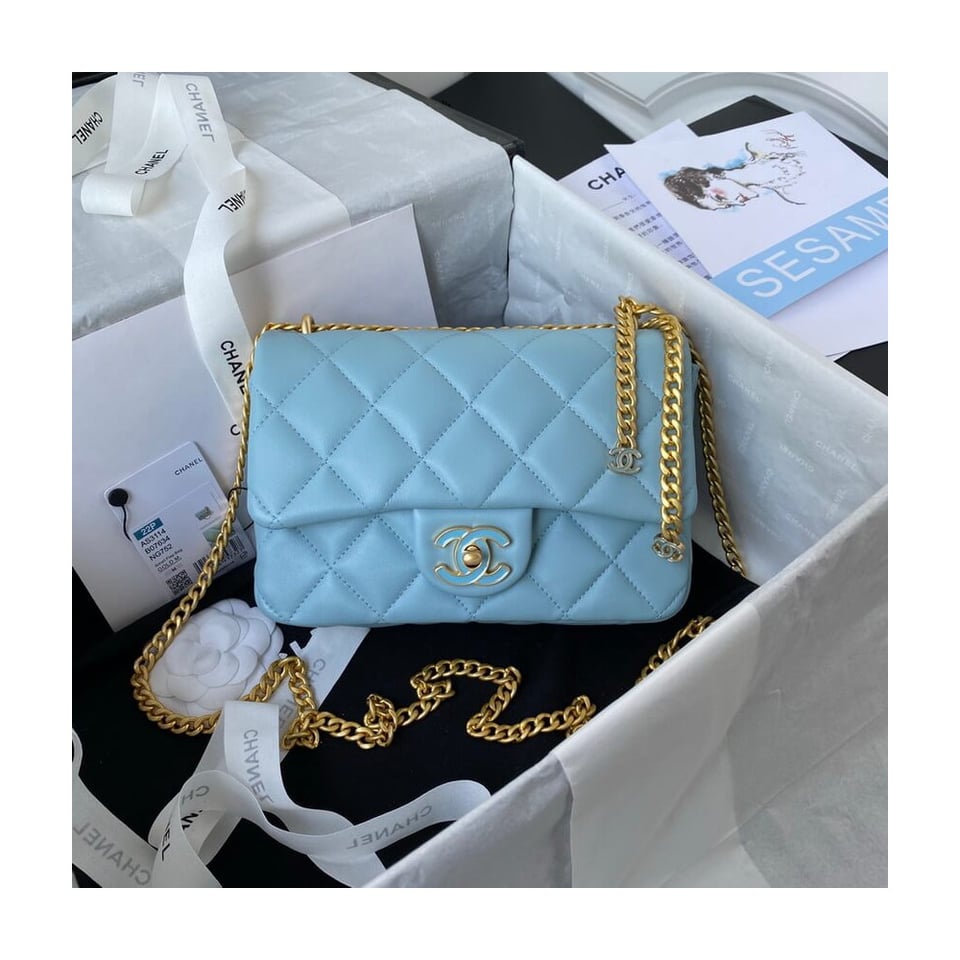 Chanel Small Flap Bag in Lambskin with Enamel CC view 2