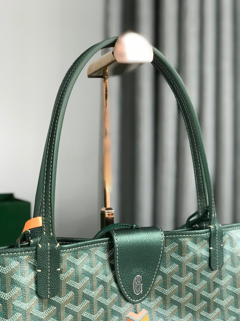 Goyard Saint Louis Gm Bag 40Cm Green Canvas Chevroches Calfskin view 9