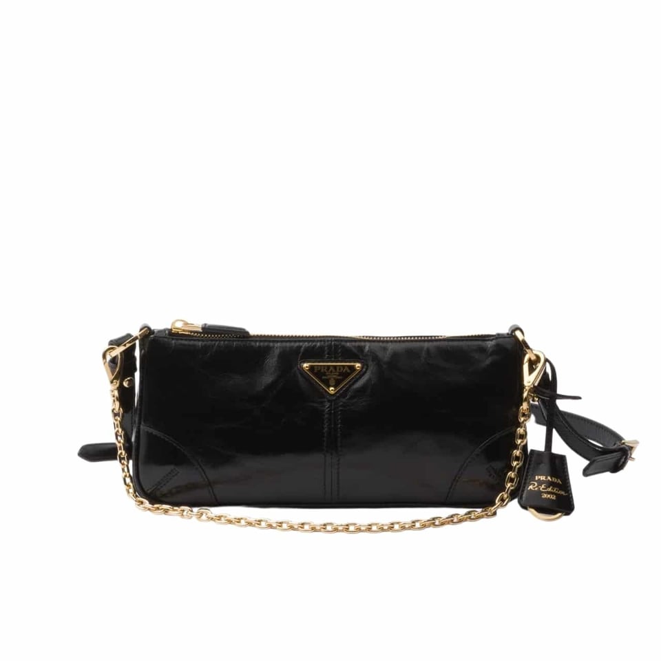 Prada Re Edition 2002 Leather Shoulder Bag Black 23Cm view 2