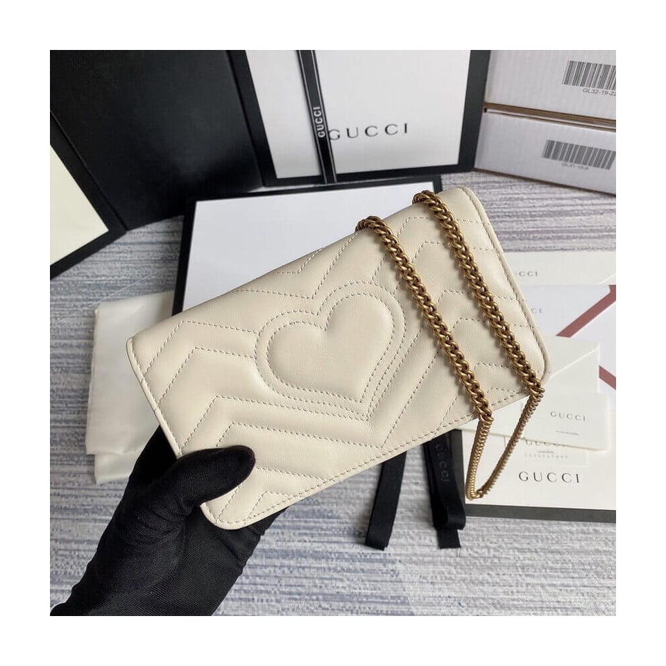 Gucci GG Marmont Mini Bag In White Leather view 5