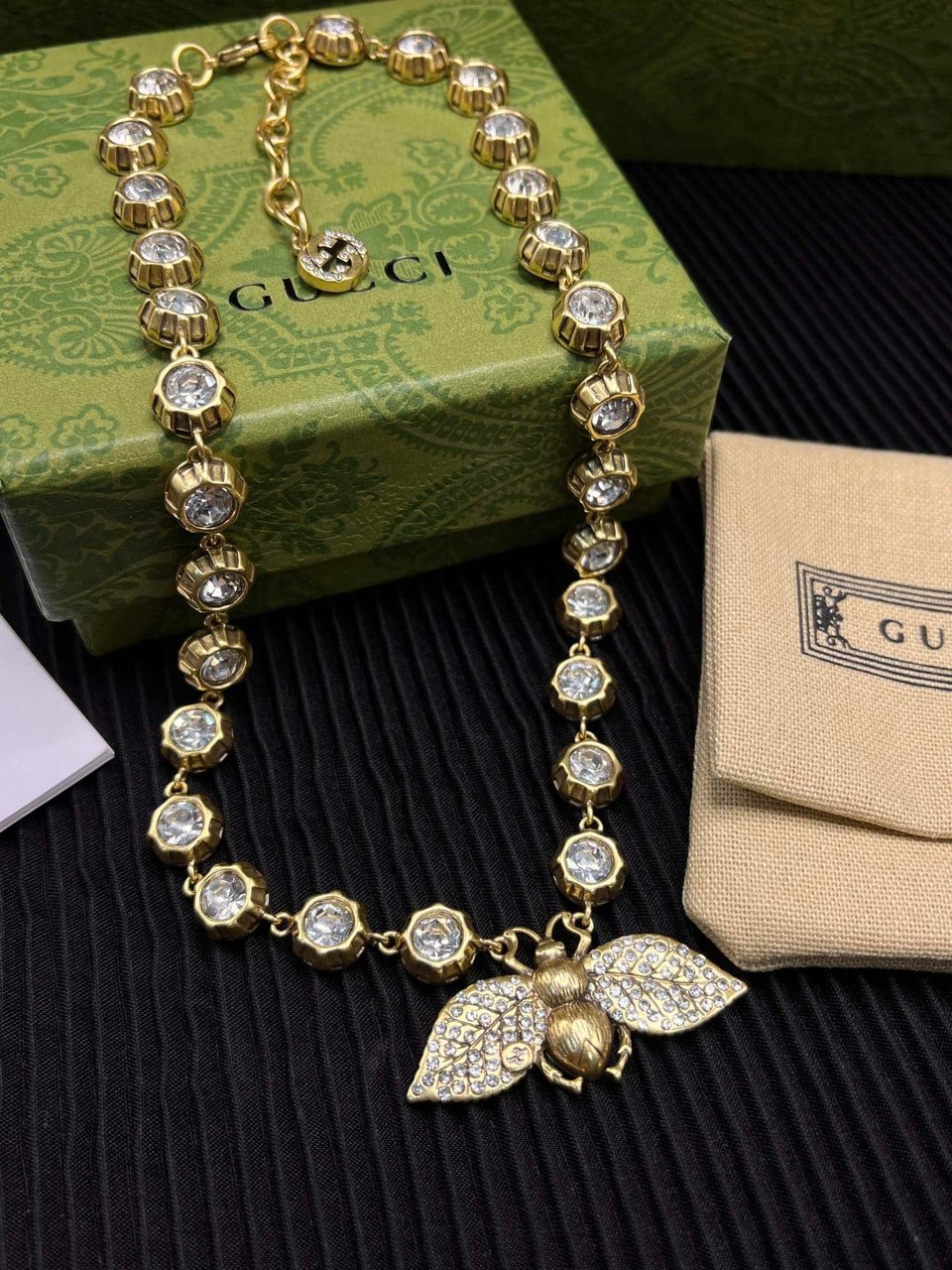 Gucci Bee Necklace With Crystals In Gold ‎629989 J1D50 8062 view 6