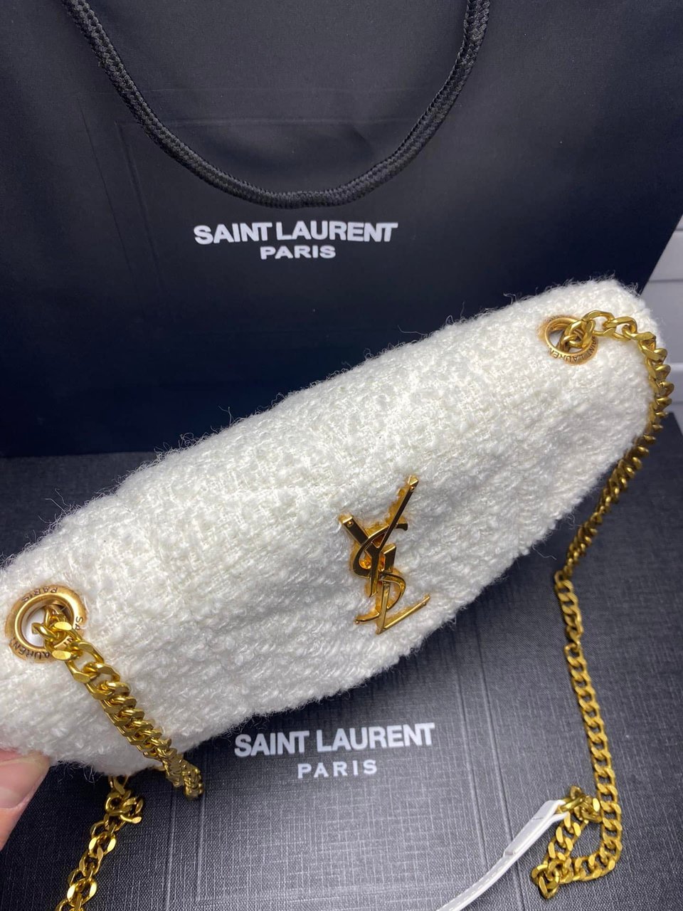 Saint Laurent Small Loulou Boucle Bag White 23Cm view 8