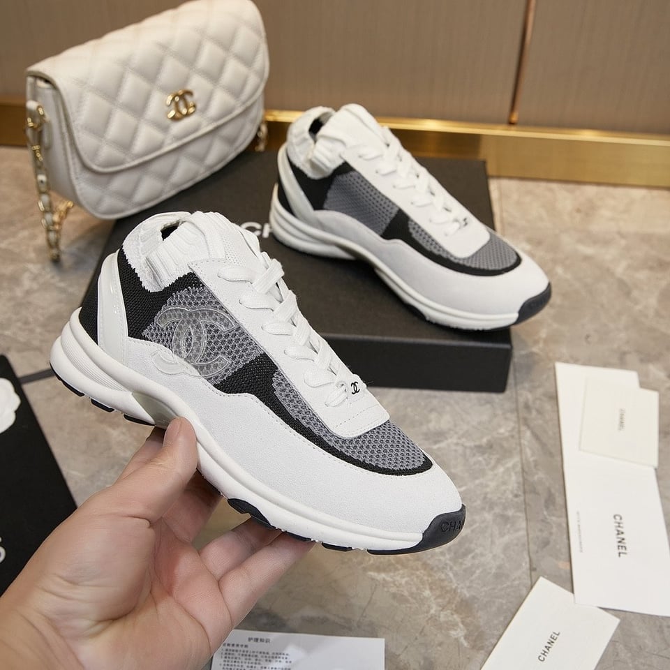 Chanel Cruise Sock Sneakers White Black view 8
