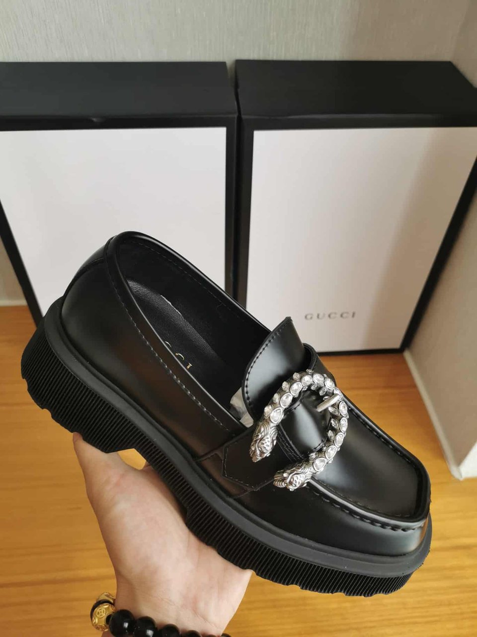 Gucci Women?S Leather Loafers With G Black view 8