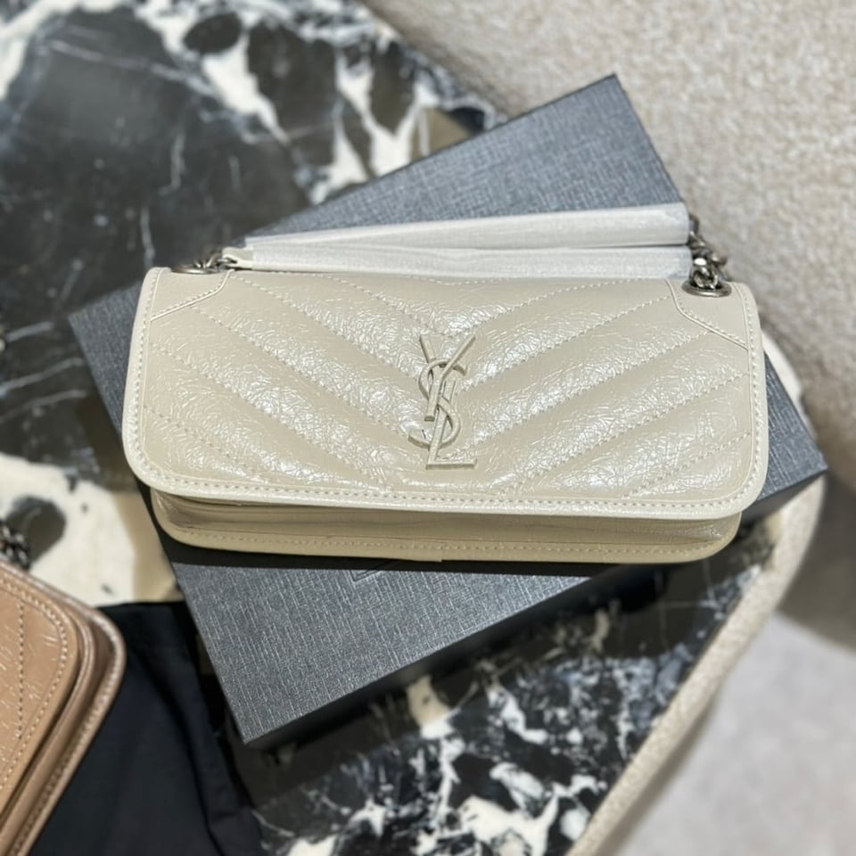 Saint Laurent Mini Matelasse Monogram Niki Bag White 26Cm view 3