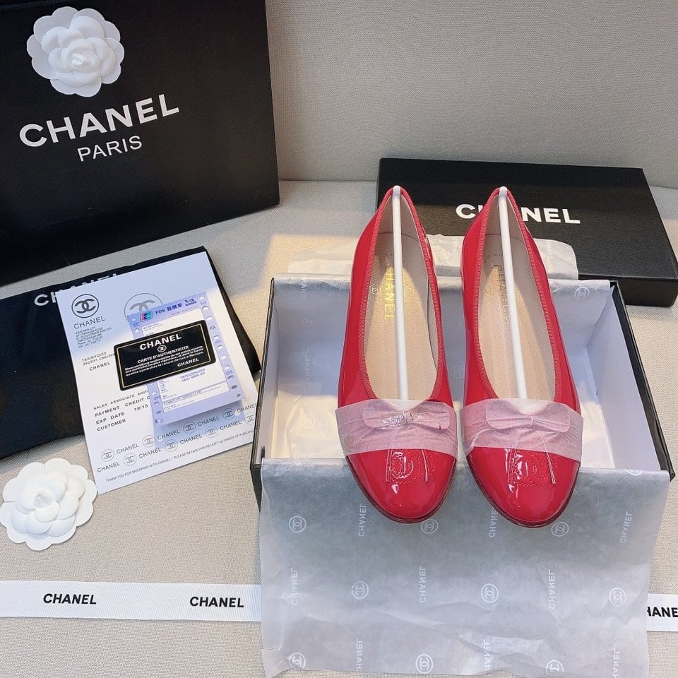 Chanel Red Women’S Ballerinas view 8