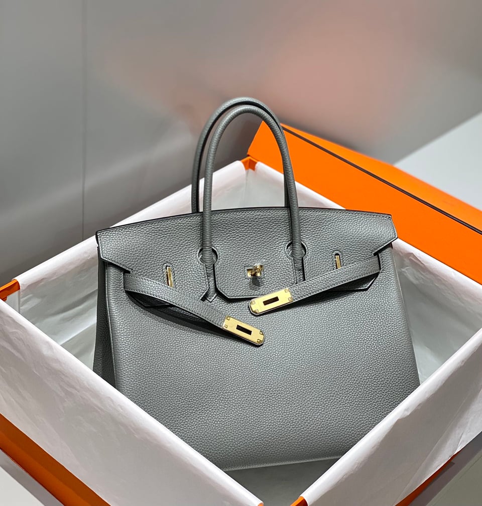Hermes Birkin 35Cm Medium Grey Togo Leather Gold Hardware