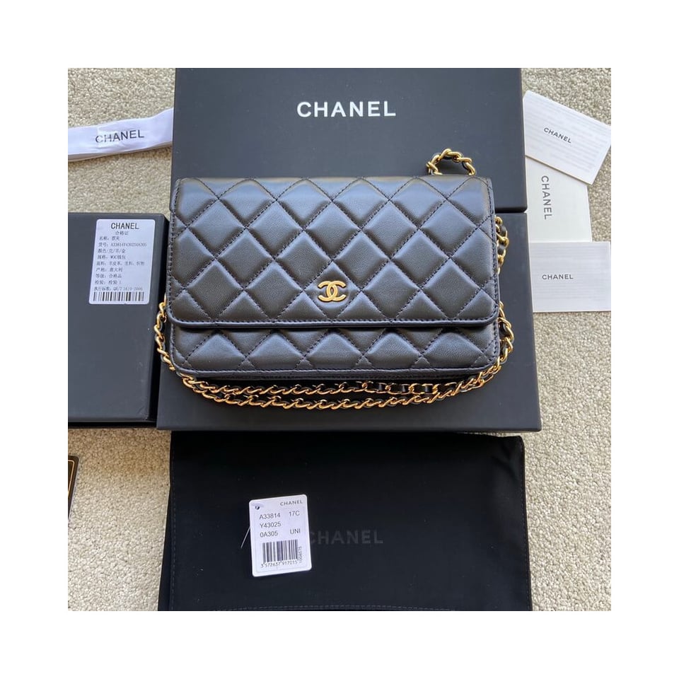Chanel Lamb Wallet On Chain Woc Black 19cm view 6
