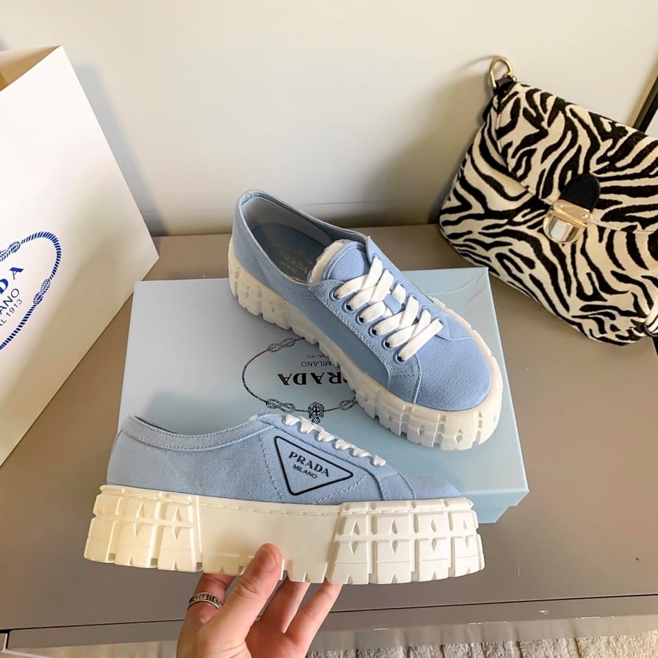 Prada Double Wheel Nylon Gabardine Sneaker Light Blue 1E260M3Lfxf0591F050 view 7