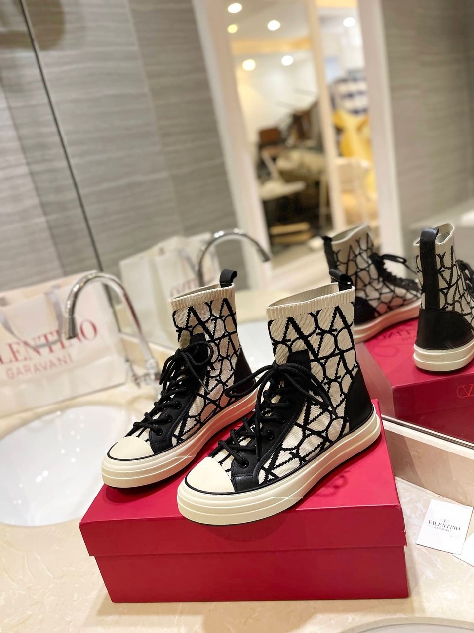 Valentino Garavani Toile Iconographe Socks Sneakers White view 9