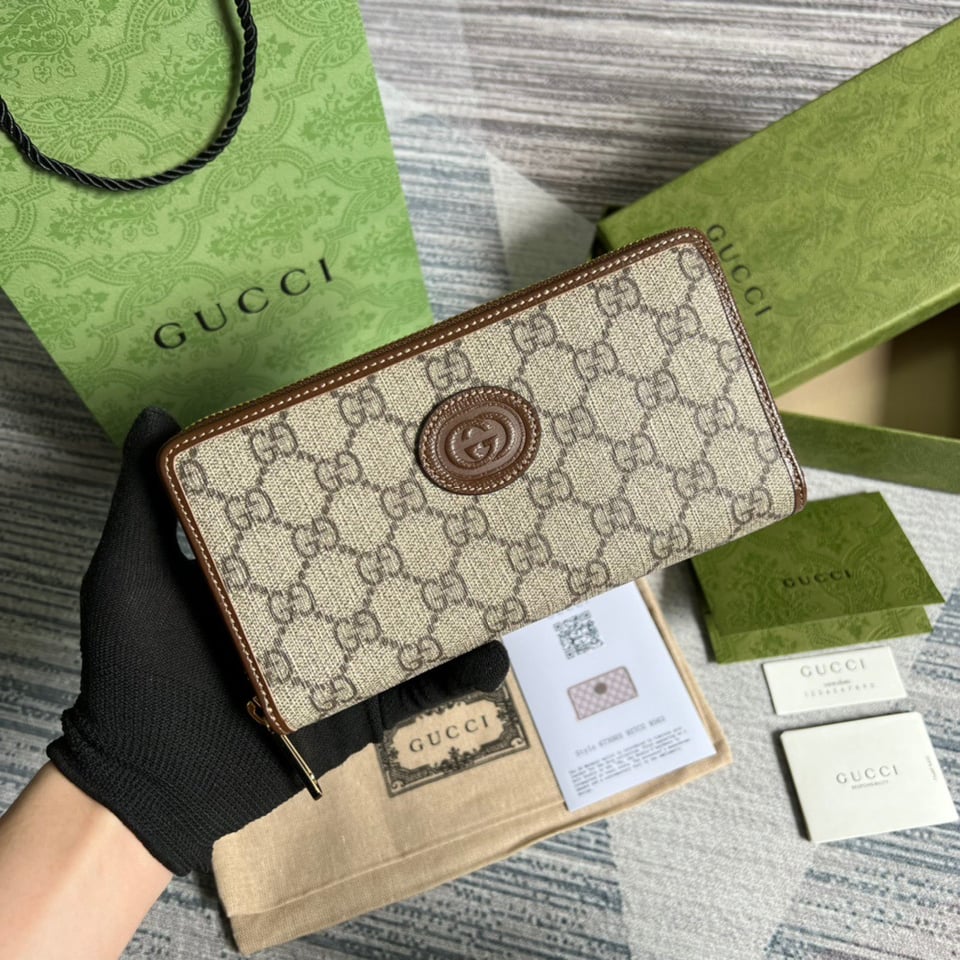 Gucci Ophidia GG Zip Around Wallet With Interlocking G Brown 8in/19cm For Men view 3