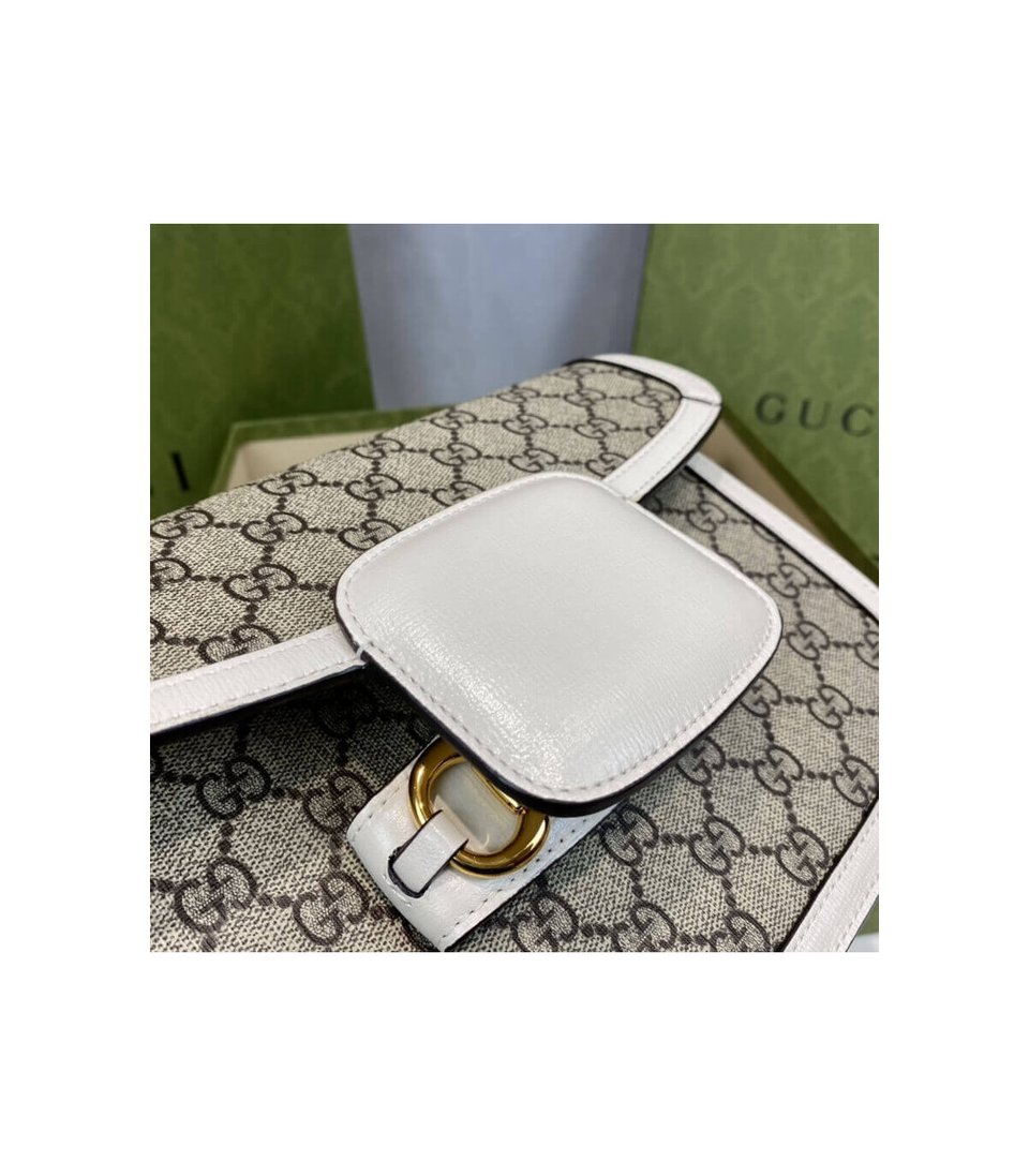 Gucci 1955 Horsebit White GG Supreme Canvas Shoulder Bag 25cm view 13