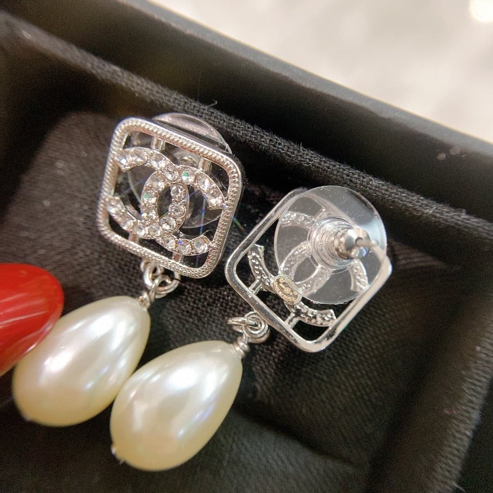 Chanel Cc Pear Earrings view 3