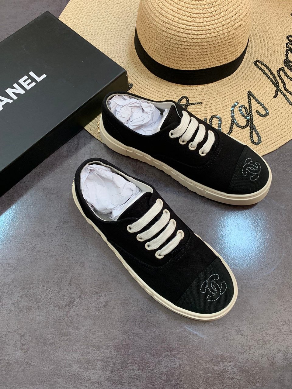 Chanel Cc Sneakers Canvas Mix In Black view 9