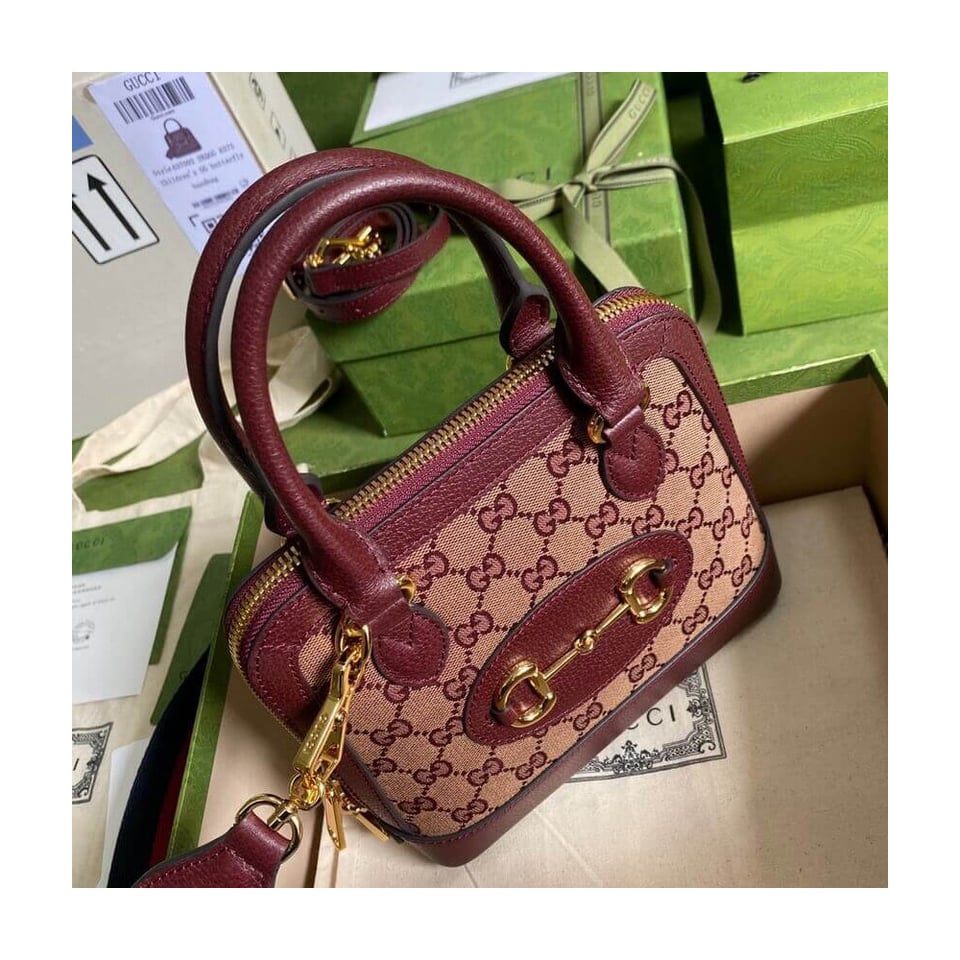 Gucci Horsebit 1955 GG Mini Bag in Burgundy GG Canvas view 10