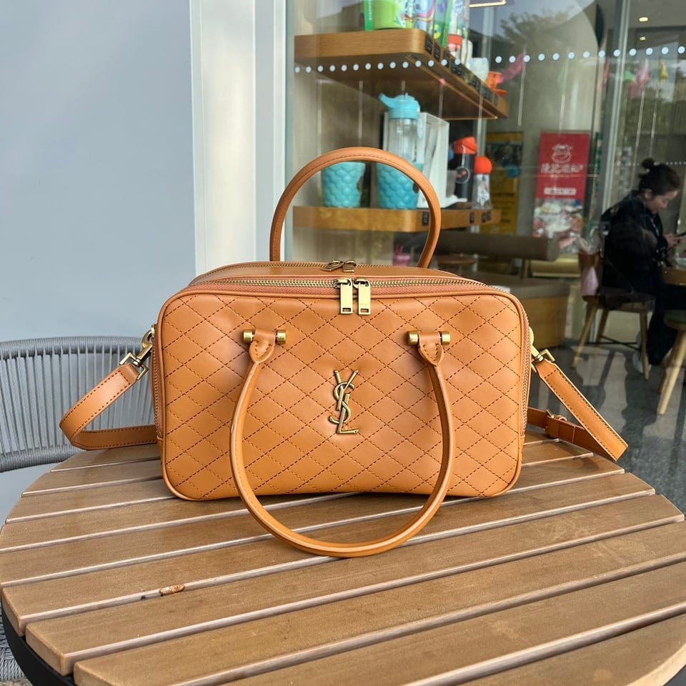 Saint Laurent Lyia Duffle In Quilted Brown 31Cm view 10