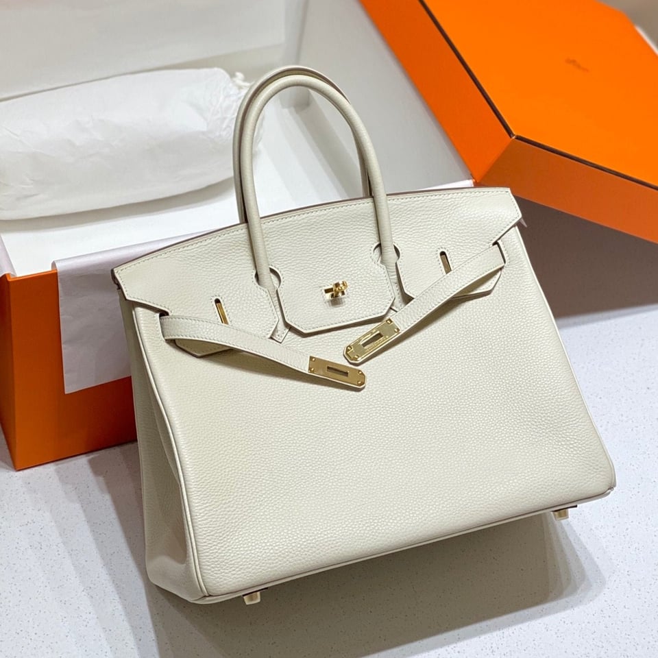 Hermes Birkin 35Cm Bag White Togo Gold Hardware view 2