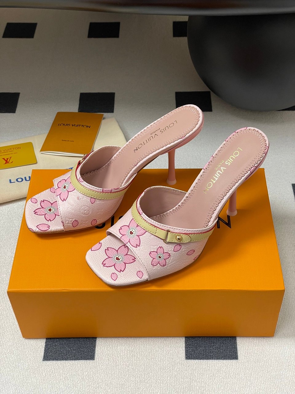 Louis Vuitton x Takashi Murakami Cherry Blossom Mule Pink Monogram Canvas view 8